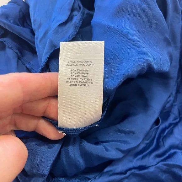 Aritzia Wilfred Only Ruched Slip Dress Adjustable Length Night bird Blue sz SML - Picture 9 of 10